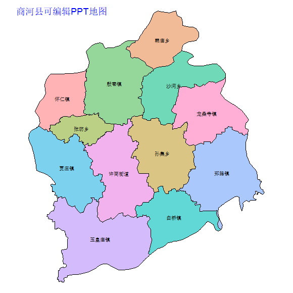 济南市商河县乡镇地图矢量可编辑PPT行政区划边界高清(山东省).pptx