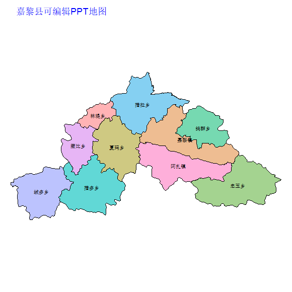 那曲地区嘉黎县乡镇地图矢量可编辑PPT行政区划边界高清(西藏自治区).pptx
