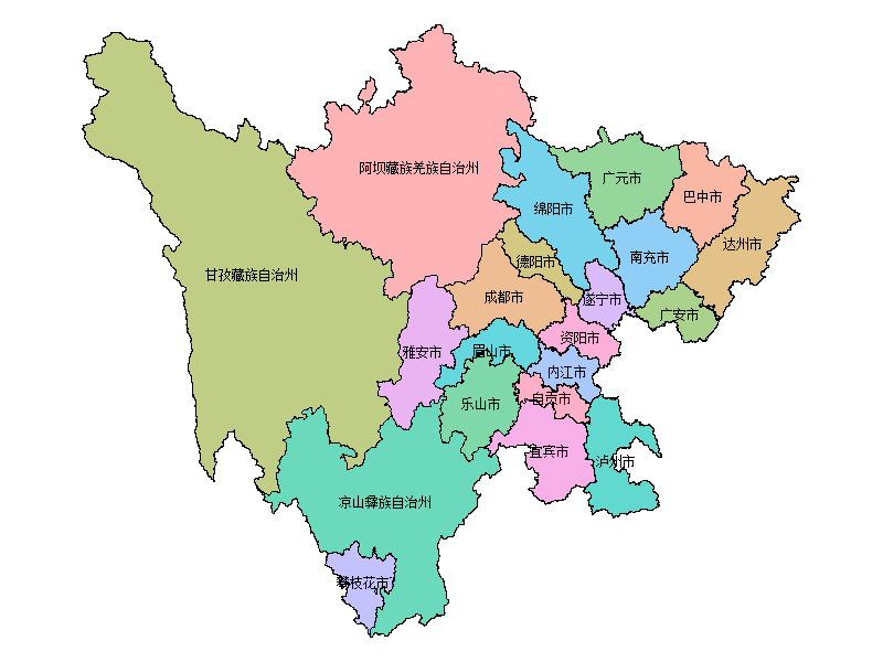 四川省县级地图PPT模板