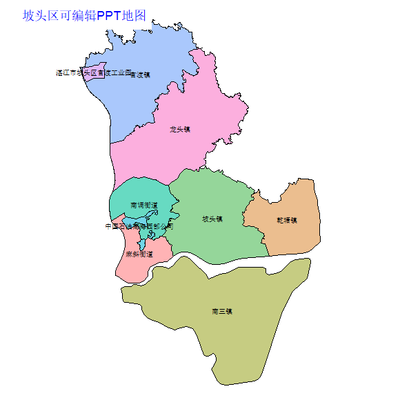 湛江市坡头区乡镇地图可编辑PPT行政区划边界高清(广东省).pptx