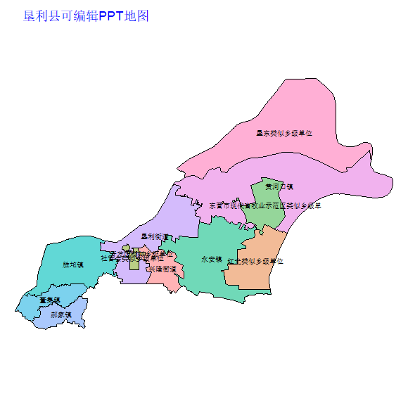 东营市垦利县乡镇地图矢量可编辑PPT行政区划边界高清(山东省).pptx