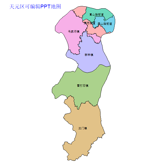 株洲市天元区乡镇地图可编辑PPT行政区划边界高清(湖南省).pptx