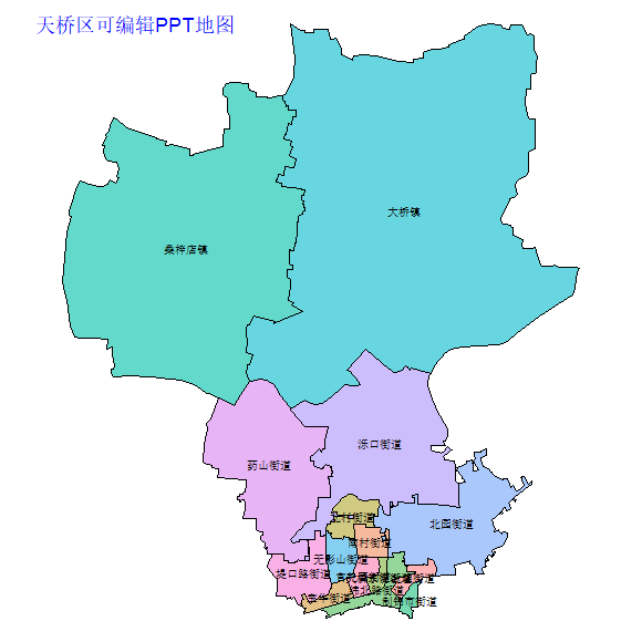 济南市天桥区乡镇地图矢量可编辑PPT行政区划边界高清(山东省).pptx