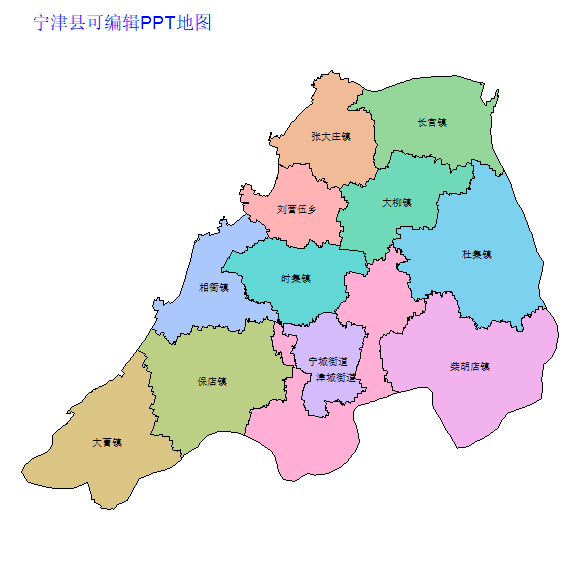 德州市宁津县乡镇地图矢量可编辑PPT行政区划边界高清(山东省).pptx