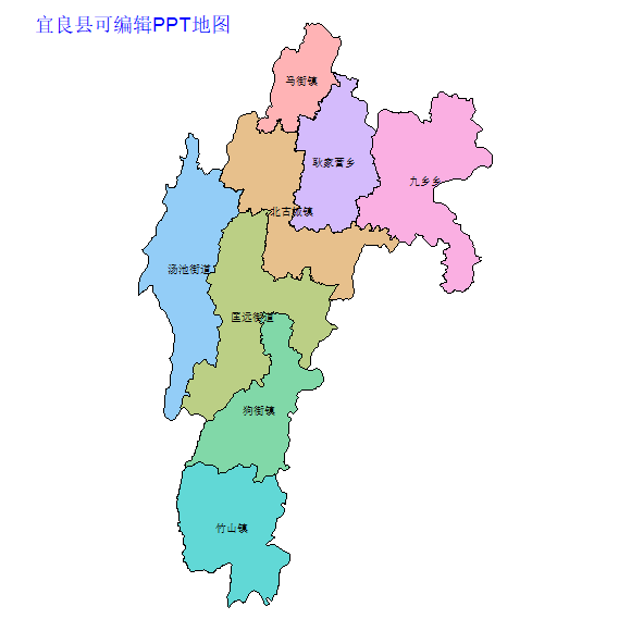 昆明市宜良县乡镇地图矢量可编辑PPT行政区划边界高清(云南省).pptx
