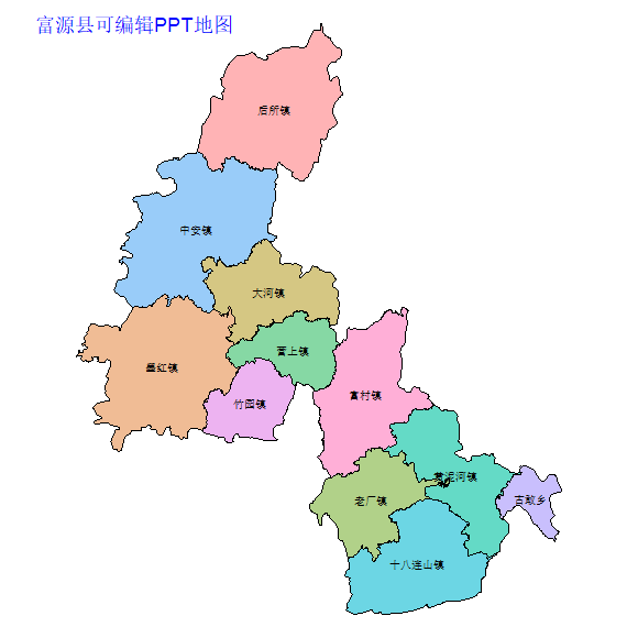 曲靖市富源县乡镇地图矢量可编辑PPT行政区划边界高清(云南省).pptx