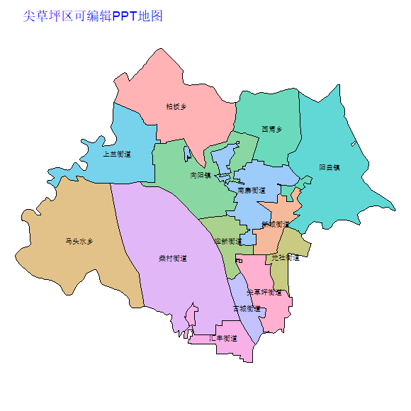 太原市尖草坪区乡镇地图矢量可编辑PPT行政区划边界高清(山西省).pptx
