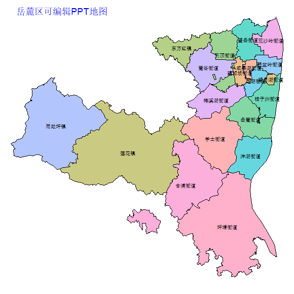 长沙市岳麓区乡镇地图可编辑PPT行政区划边界高清(湖南省).pptx