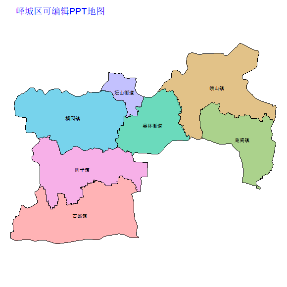 枣庄市峄城区乡镇地图矢量可编辑PPT行政区划边界高清(山东省).pptx