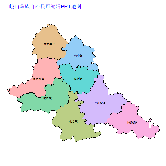 玉溪市峨山彝族自治县乡镇地图矢量可编辑PPT行政区划边界高清(云南省).pptx