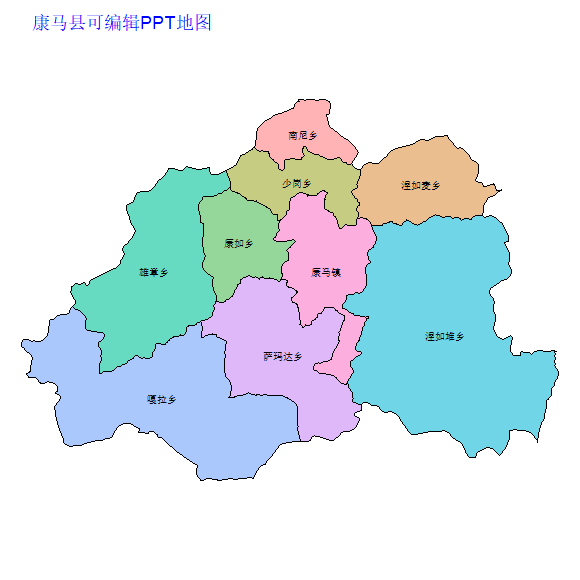 日喀则市康马县乡镇地图矢量可编辑PPT行政区划边界高清(西藏自治区).pptx