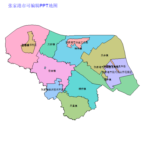苏州市张家港市乡镇地图可编辑PPT行政区划边界高清(江苏省).pptx
