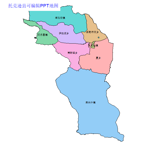 吐鲁番地区托克逊县乡镇地图矢量可编辑PPT行政区划边界高清(新疆维吾尔自治区).pptx
