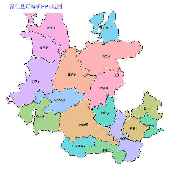 日喀则市昂仁县乡镇地图矢量可编辑PPT行政区划边界高清(西藏自治区).pptx