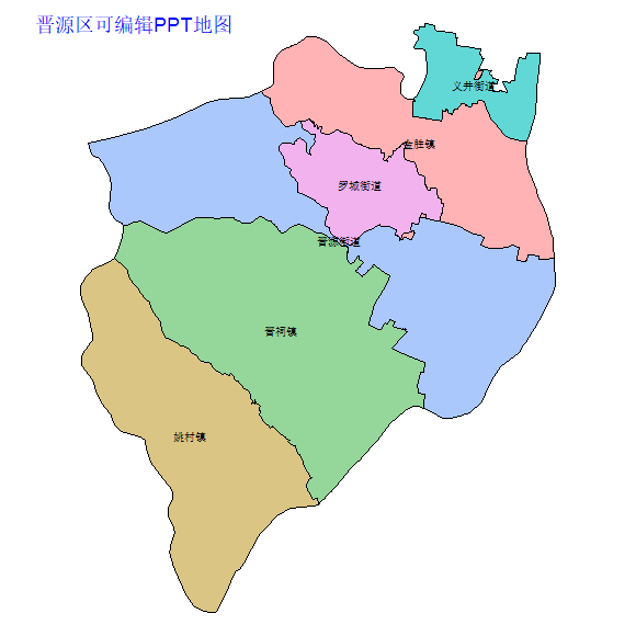 太原市晋源区乡镇地图矢量可编辑PPT行政区划边界高清(山西省).pptx