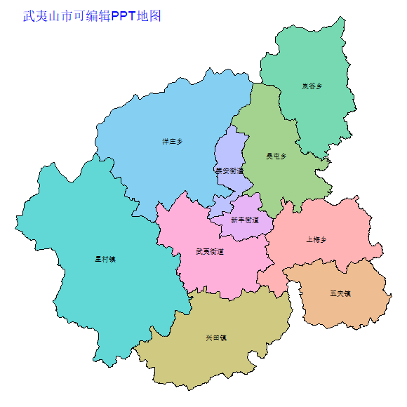 南平市武夷山市乡镇地图可编辑PPT行政区划边界高清(福建省).pptx