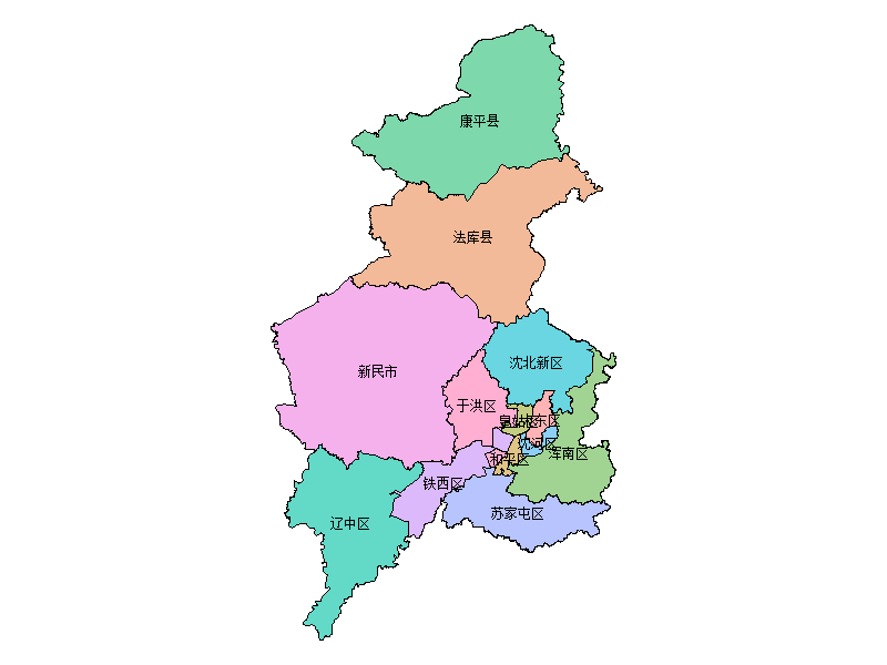 辽宁省沈阳市县级地图PPT模板