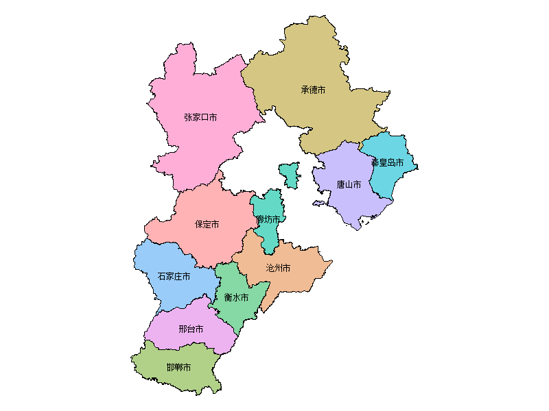 河北省县级地图PPT模板