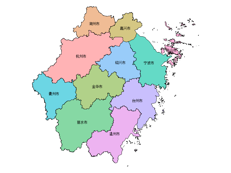 浙江省县级地图PPT模板