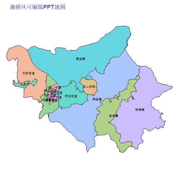 潮州市湘桥区乡镇地图可编辑PPT行政区划边界高清(广东省).pptx
