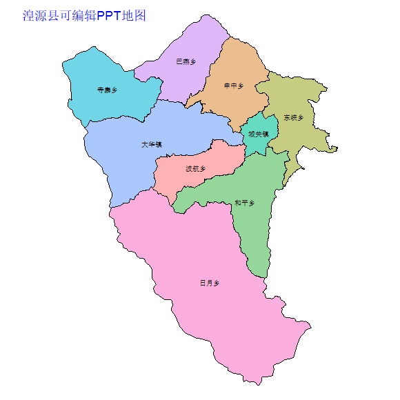 西宁市湟源县乡镇地图矢量可编辑PPT行政区划边界高清(青海省).pptx
