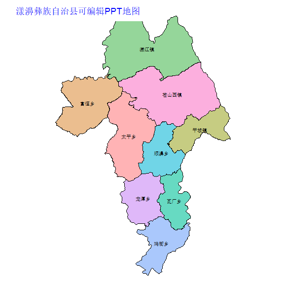 大理白族自治州漾濞彝族自治县乡镇地图矢量可编辑PPT行政区划边界高清(云南省).pptx