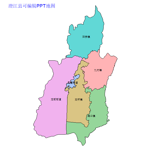 玉溪市澄江县乡镇地图矢量可编辑PPT行政区划边界高清(云南省).pptx