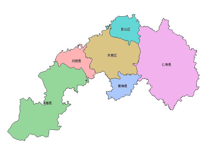 四川省眉山市县级地图PPT模板