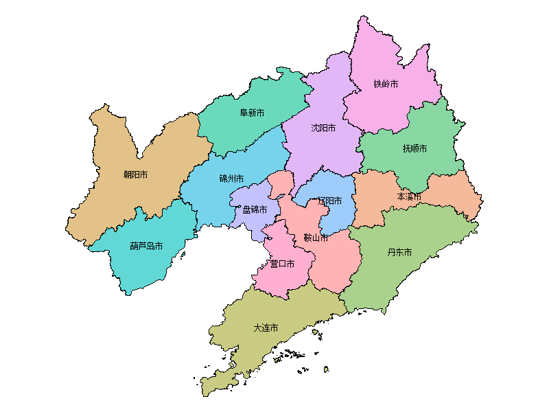 辽宁省县级地图PPT模板