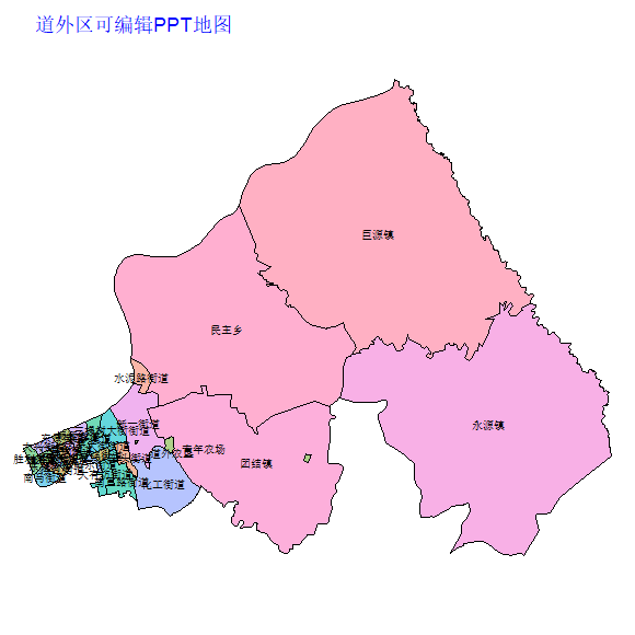 哈尔滨市道外区乡镇地图可编辑PPT行政区划边界高清(黑龙江省).pptx