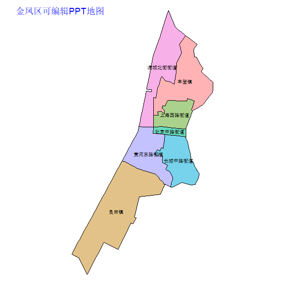 银川市金凤区乡镇地图矢量可编辑PPT行政区划边界高清(宁夏回族自治区).pptx