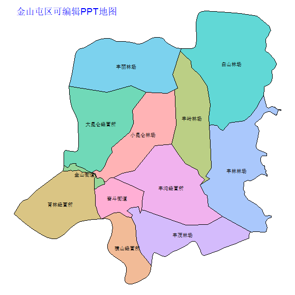 伊春市金山屯区乡镇地图可编辑PPT行政区划边界高清(黑龙江省).pptx