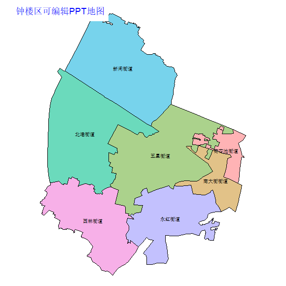 常州市钟楼区乡镇地图可编辑PPT行政区划边界高清(江苏省).pptx
