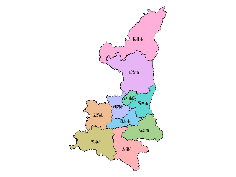 陕西省市级地图PPT可编辑矢量行政区划.pptx